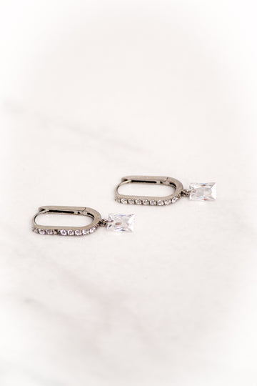 BON BON RECTANGLE HUGGIES- STERLING SILVER